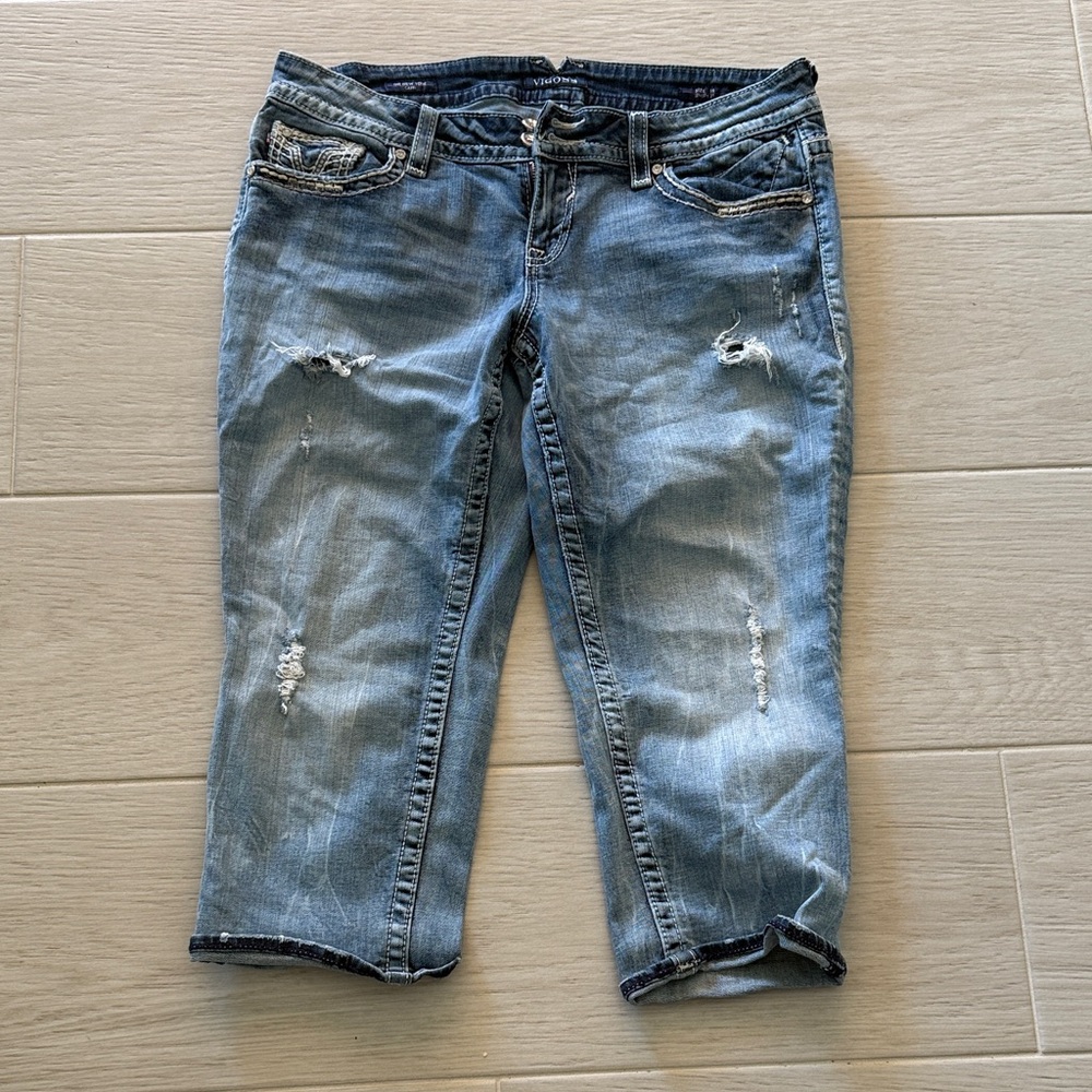 Vigoss Light Blue Distressed Cropped Jeans